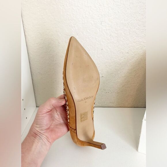 Ulla Johnson Blanca Whipstitch brown suede heels.  Lux boho 38/7.5 8  NEW - Picture 13 of 17